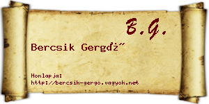Bercsik Gergő névjegykártya